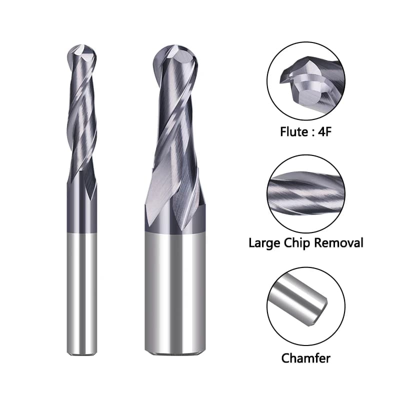 Nose End Mill | 2 Flute Tungsten Carbide | 6.35mm CNC Router Bit for Milling - Thumbnail 3