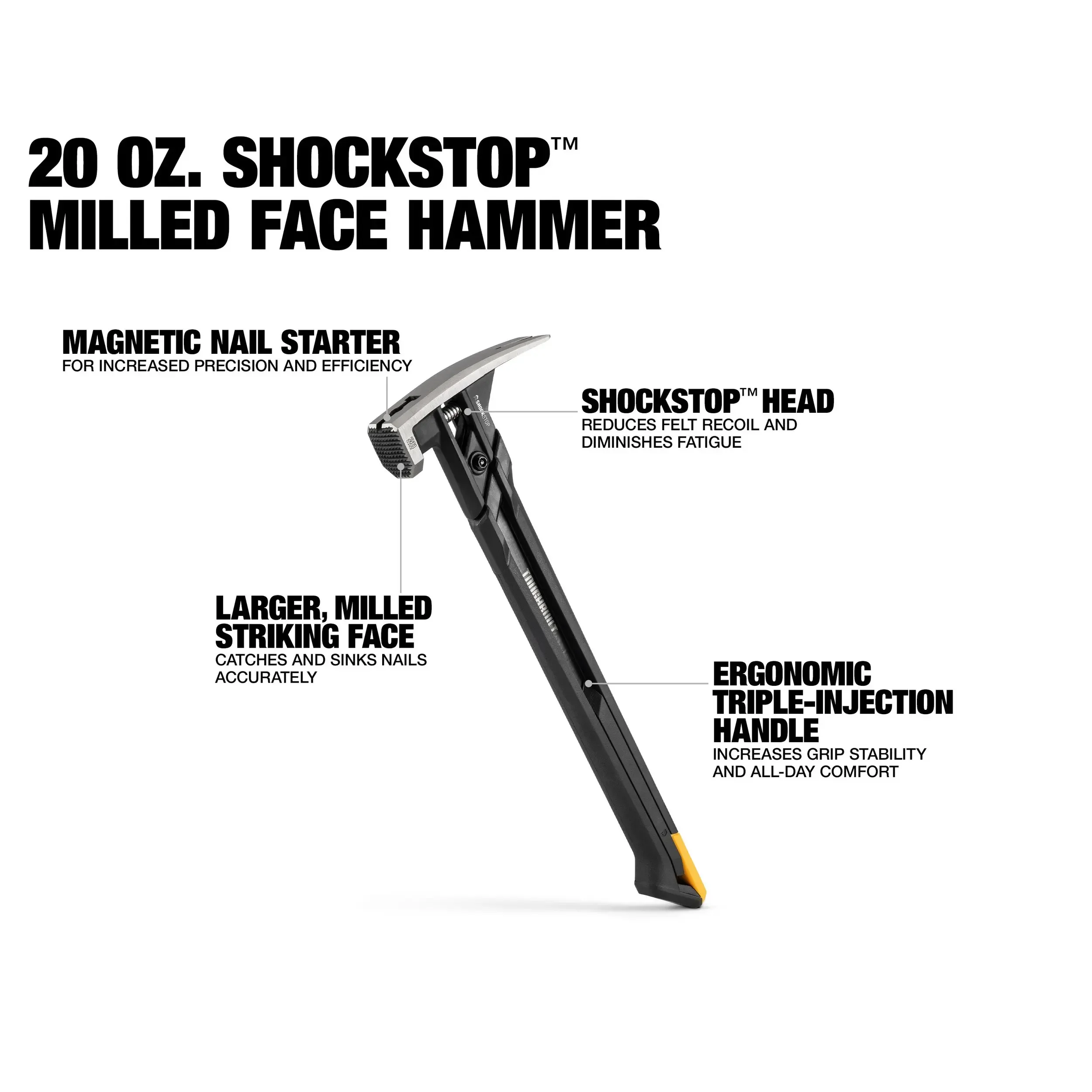 ShockStop Rip Hammer | 20-24 OZ Milled Face | Steel Framing & Hand Tools - Thumbnail 2
