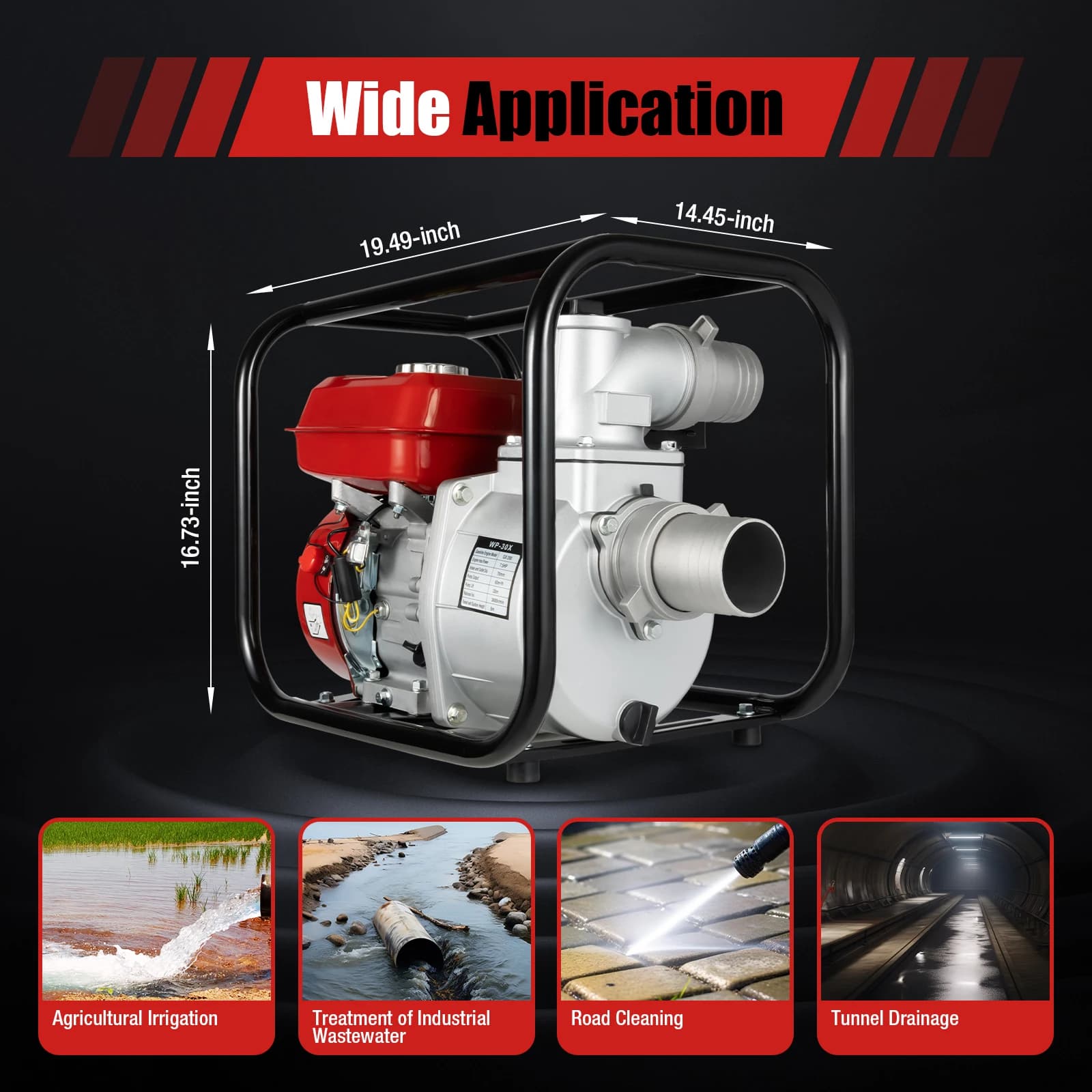 7.5HP Gas Water Pump | 196CC 4-Stroke Engine | Heavy-Duty Agricultural Irrigation Pumping - Thumbnail 3