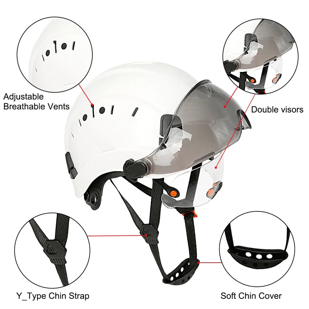 Work Safety Cap | Built-In Visor & Goggle | ANSI Engineer Hard Hat Protection - Thumbnail 2