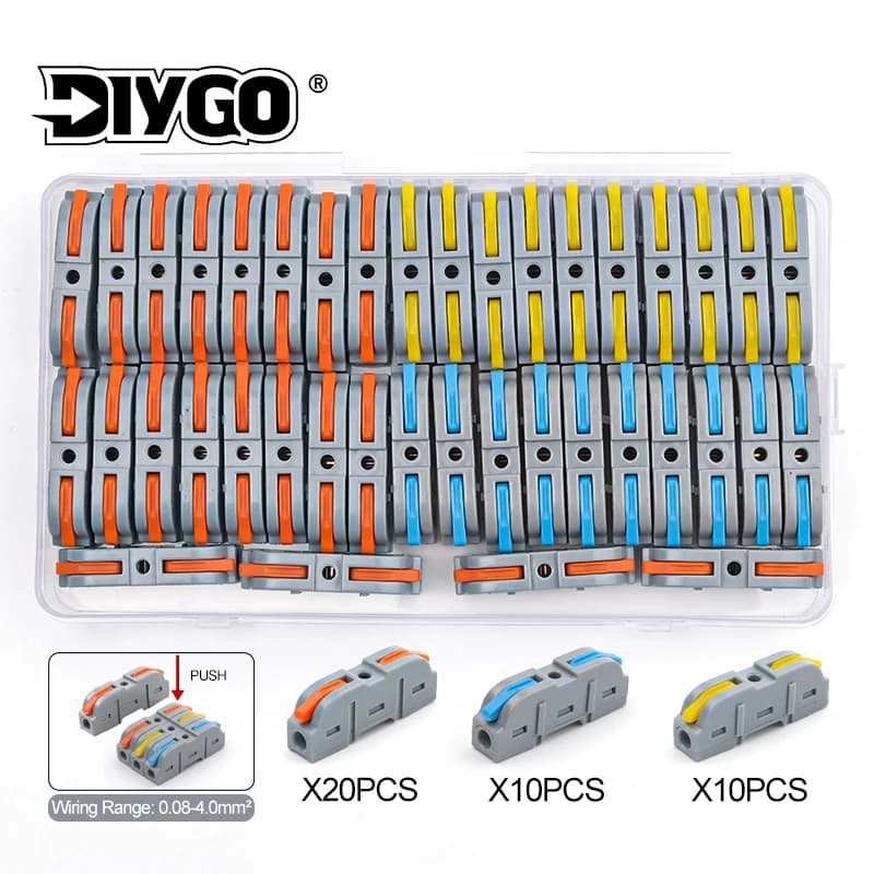 Lever Wire Connector Kit | 40-Piece Electrical Splicing Set | 28-12 AWG Quick Connect - Thumbnail 2