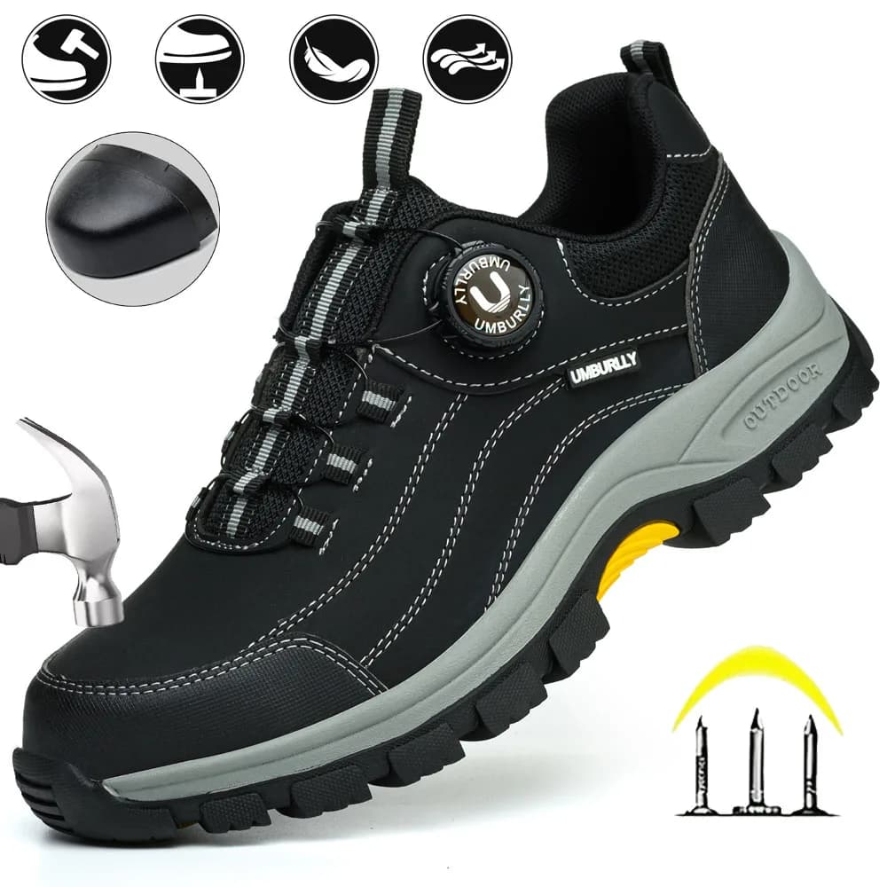 Safety Shoes | Breathable Steel Toe Work Boots | Puncture & Smash Resistant for Outdoor Workshop - Thumbnail 2
