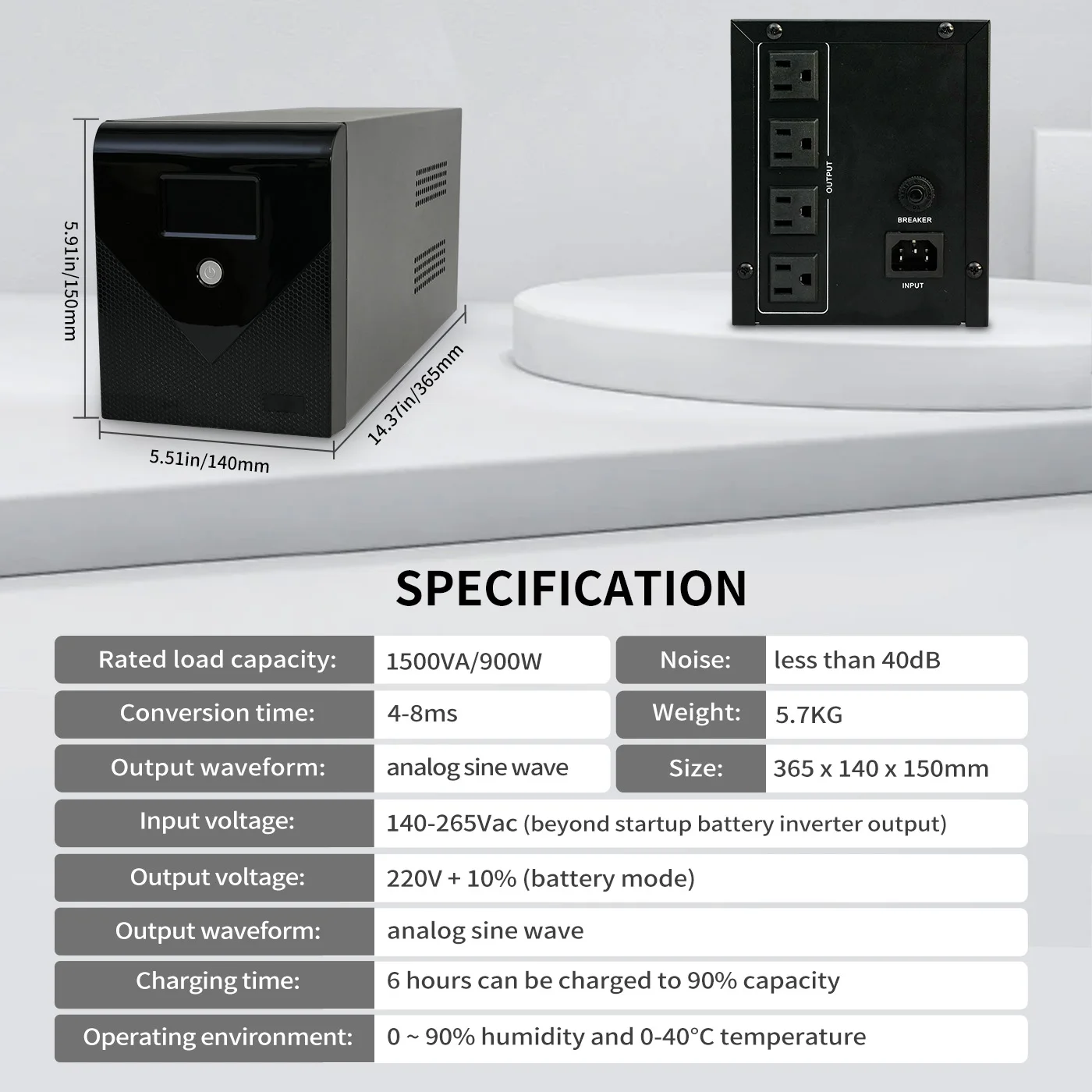 1500VA/900W UPS Battery Backup | Surge Protection for Home & Office Electronics - Thumbnail 2