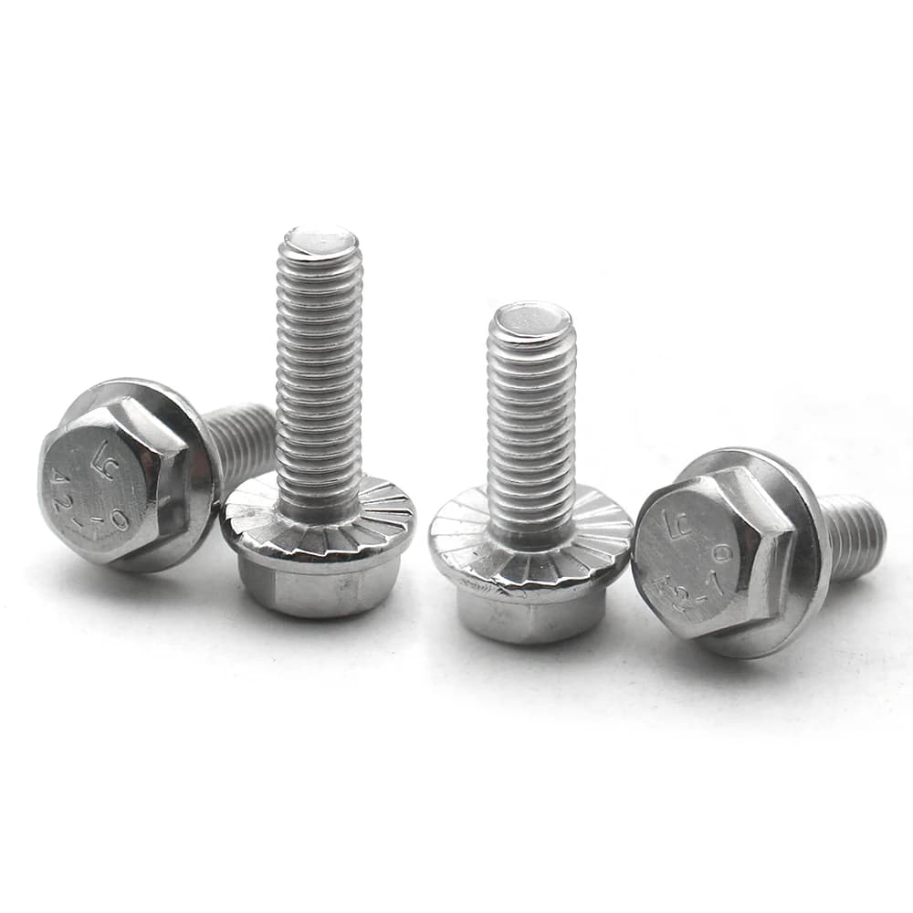 M4-M12 304 Stainless Steel Flange Head Bolts | A2-70 Grade with Serrated Washer | 2-30pcs Hex Cap Screw Set - Thumbnail 4
