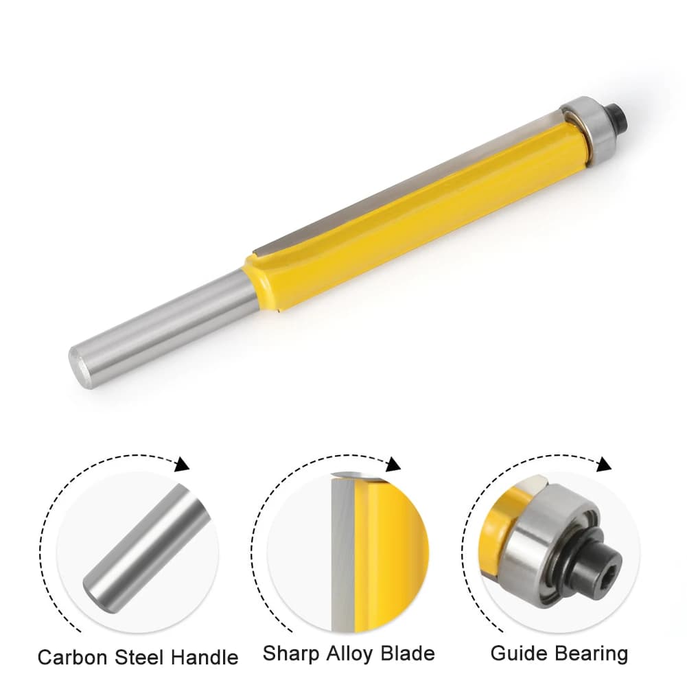 Trim Router Bit | 1/4 Shank & 8mm Bearing | Professional Wood Template Pattern Cutter - Thumbnail 2