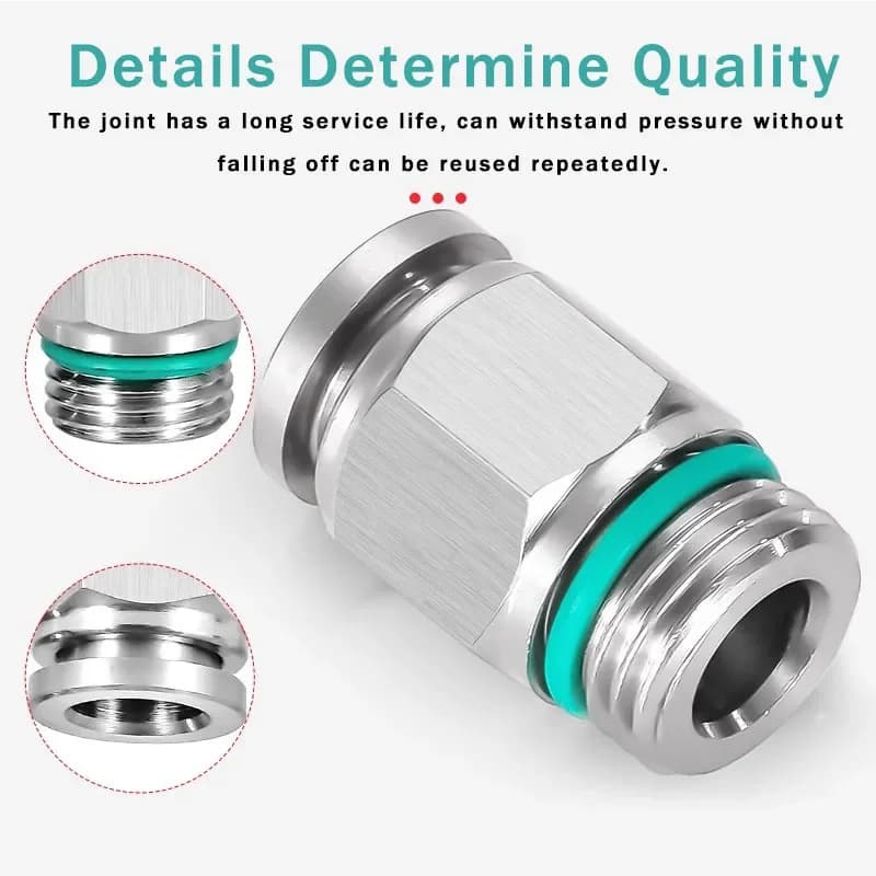 10-Pack Stainless Steel Quick Connectors | 1/8 G Thread for Pneumatic & Hydraulic Systems - Thumbnail 3