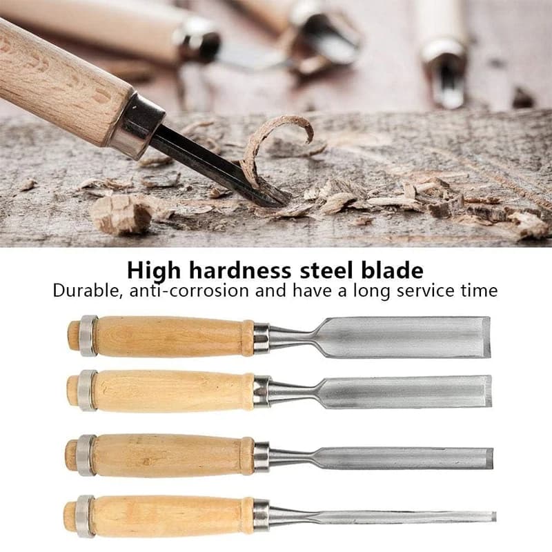Wood Carving Chisel Set | 6-24mm Ergonomic Hand Tools for Fine Woodworking & DIY - Thumbnail 4