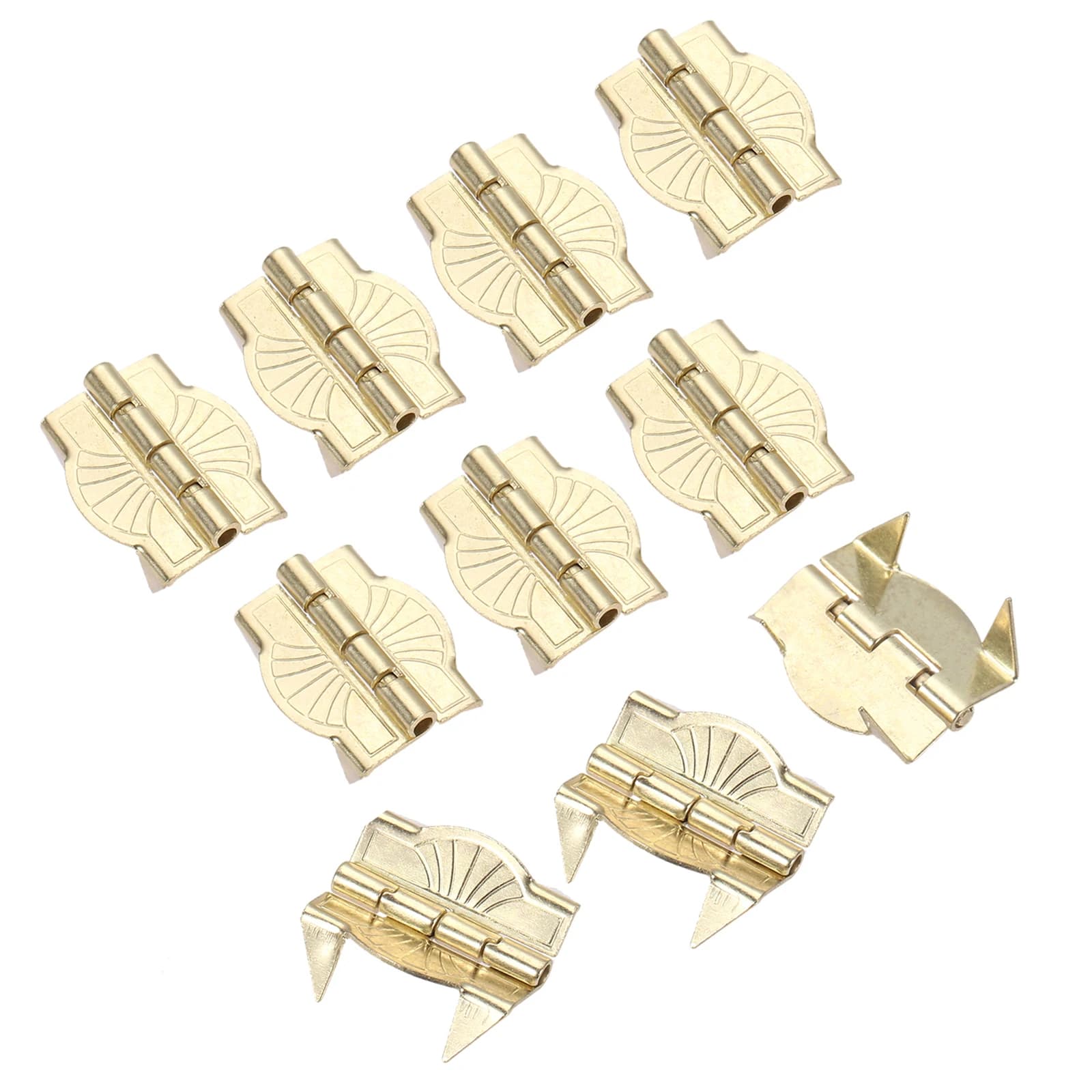 Gold Metal Hinges 10Pcs | For Luggage & Wooden Box | 22x19mm Cabinet Hardware - Thumbnail 4