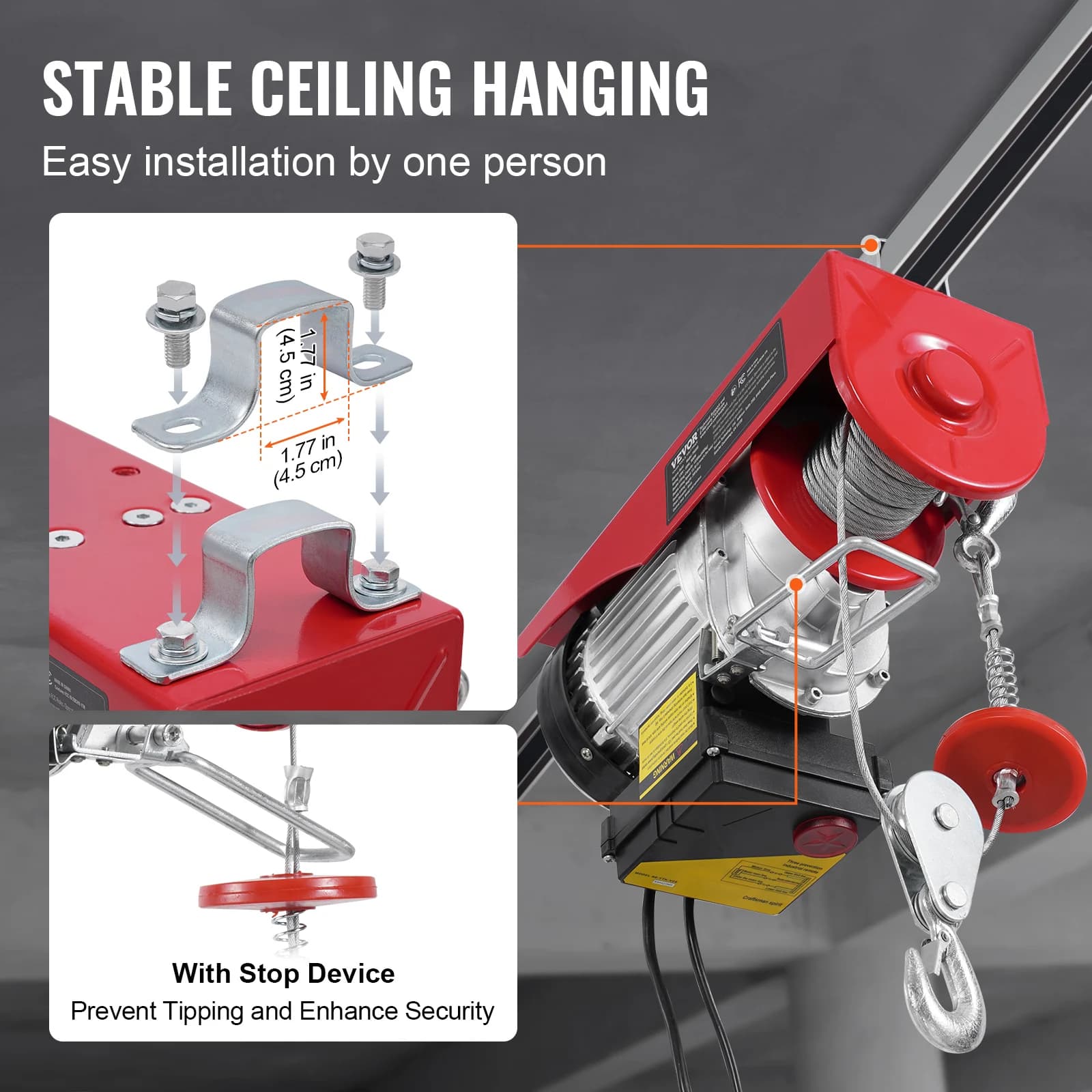 1320 lb Electric Hoist | 328 ft Wireless Remote & 40 ft Lift | Industrial Winch Crane - Thumbnail 5