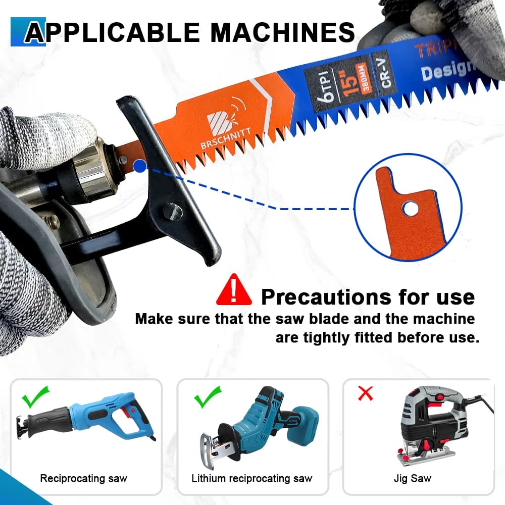 Reciprocating Saw Blade Set | Heavy-Duty Wood Cutting & Tree Pruning | Multi-Purpose Saw Blades - Thumbnail 5