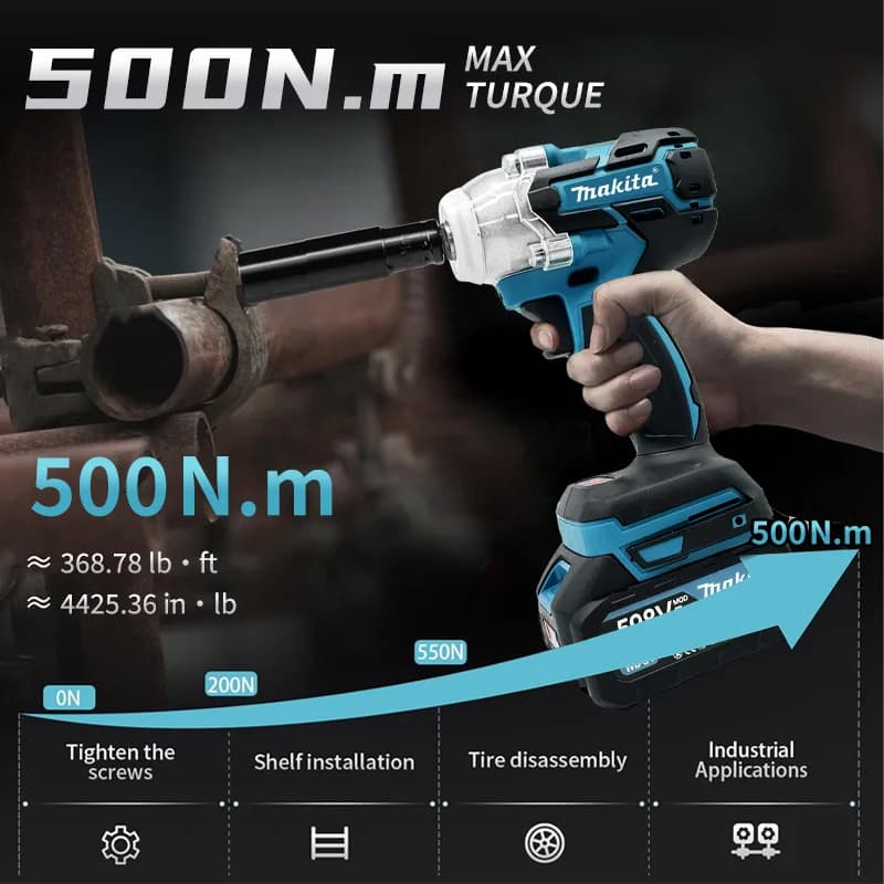 Makita DTW600 Cordless Impact Wrench High Torque Brushless Electric Wrench Rechargeable 18V Auto Repair Power Tools - Thumbnail 2