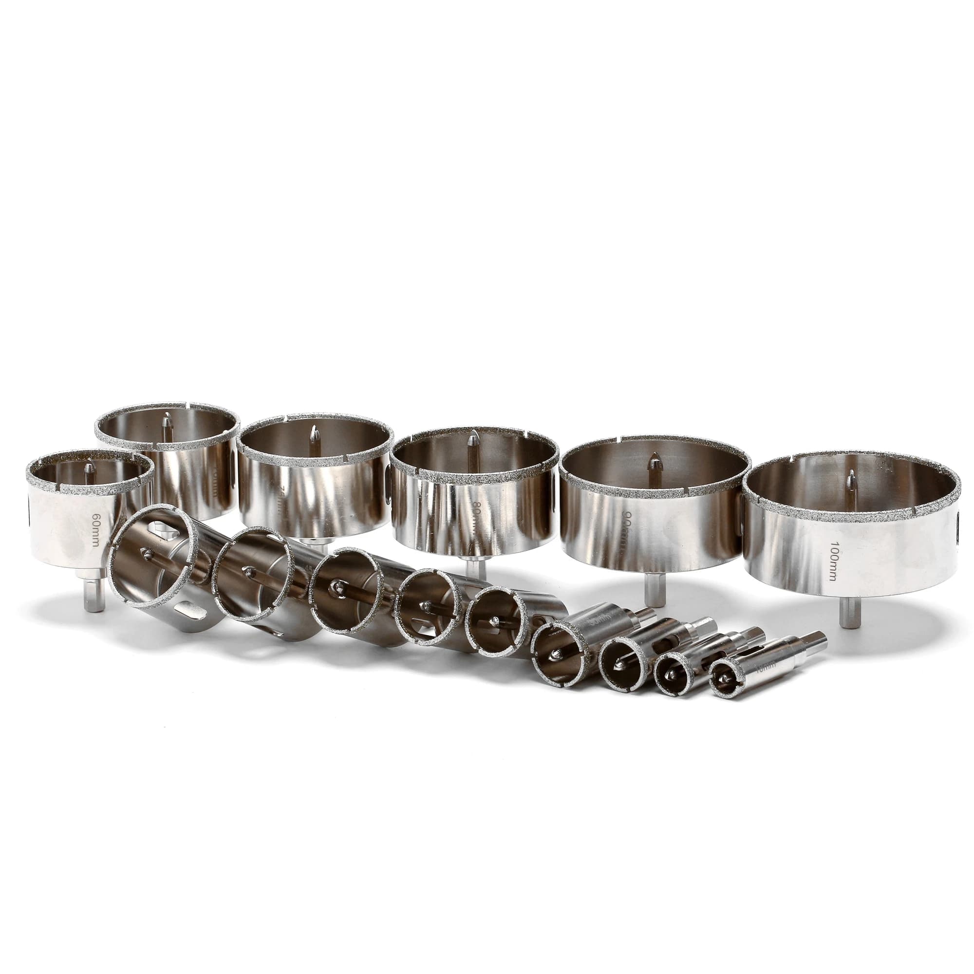 Diamond Hole Saw Kit | 18-125mm Core Bits for Granite, Stone & Glass | Hex Shank Drill Tool - Thumbnail 5