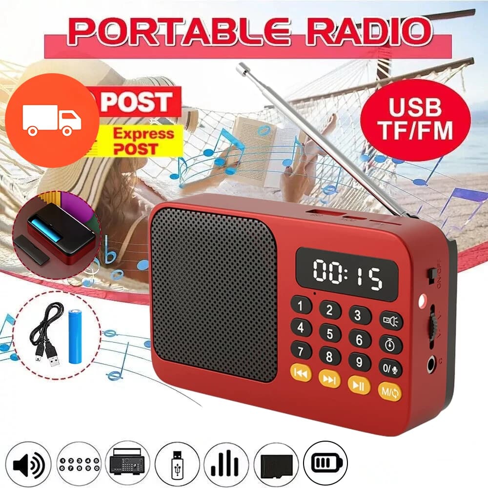 Digital FM Radio & MP3 Player | Rechargeable Speaker with LED Display | USB/TF Playback - Thumbnail 2