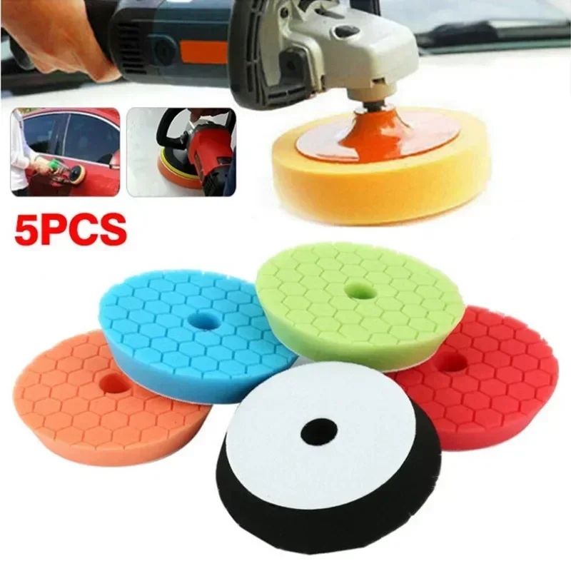 Car Polishing Pad Kit | 5-Piece Drill Buffing Discs | Self-Adhesive Wax Applicator Set - Thumbnail 2