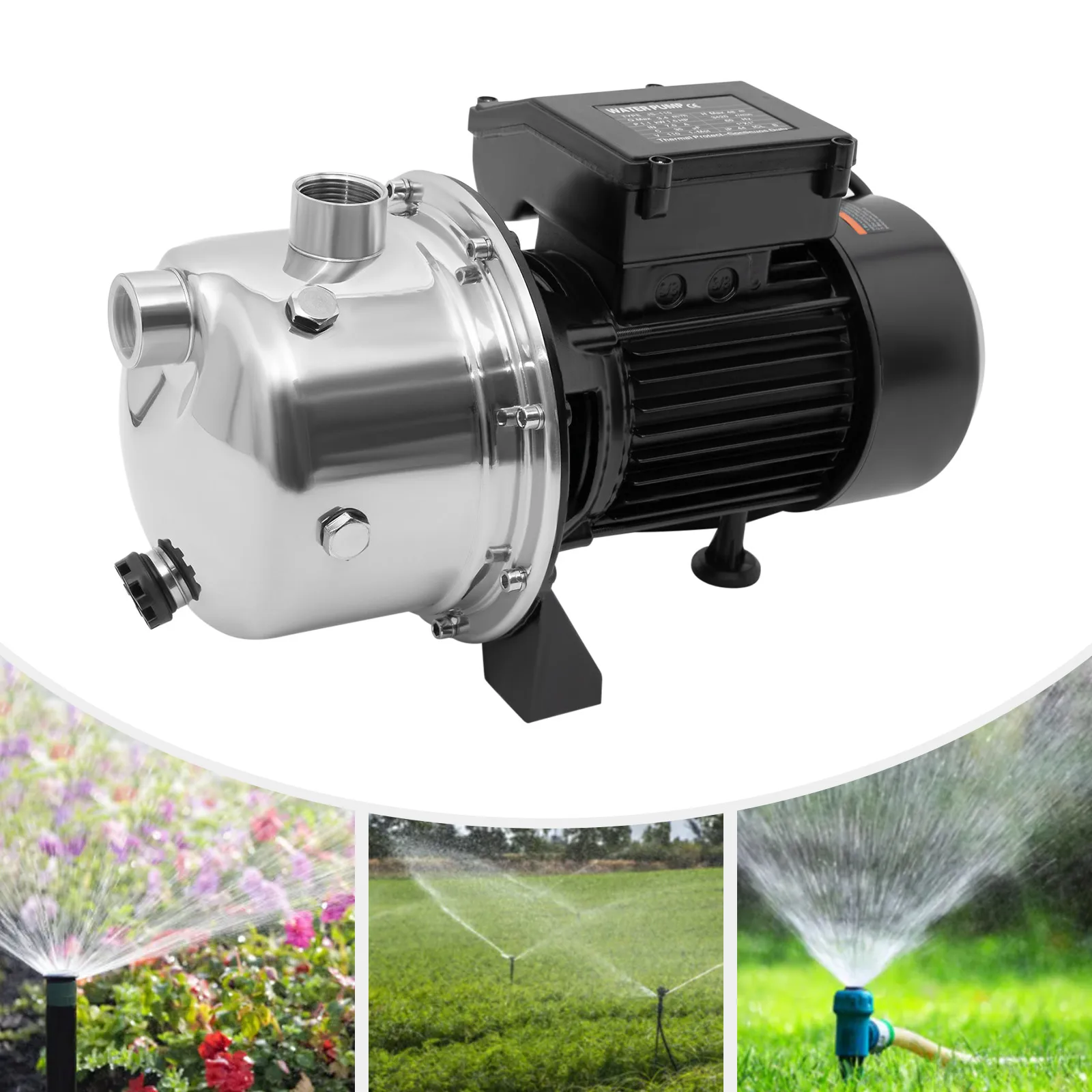 1.5HP Garden Jet Pump | 115V Shallow Well Sprinkler Booster | Lawn Irrigation & Lake Fountain - Thumbnail 3