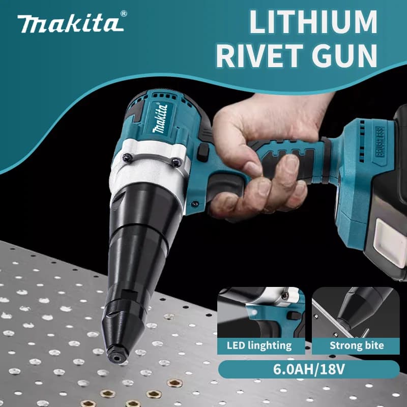Makita 18V Brushless Cordless Rivet Gun | Automatic Rivet Nut Tool with LED Work Light - Thumbnail 2