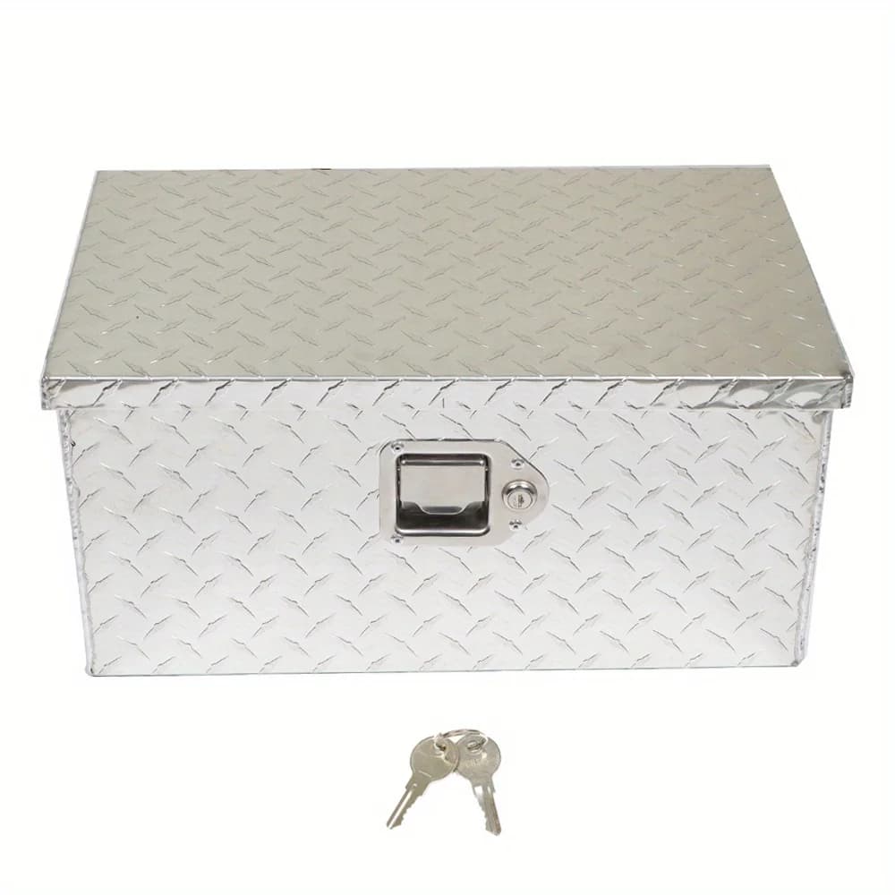 Aluminum Tool Box | 20 Inch Diamond Plate Design | Lockable Security with Key - Thumbnail 2