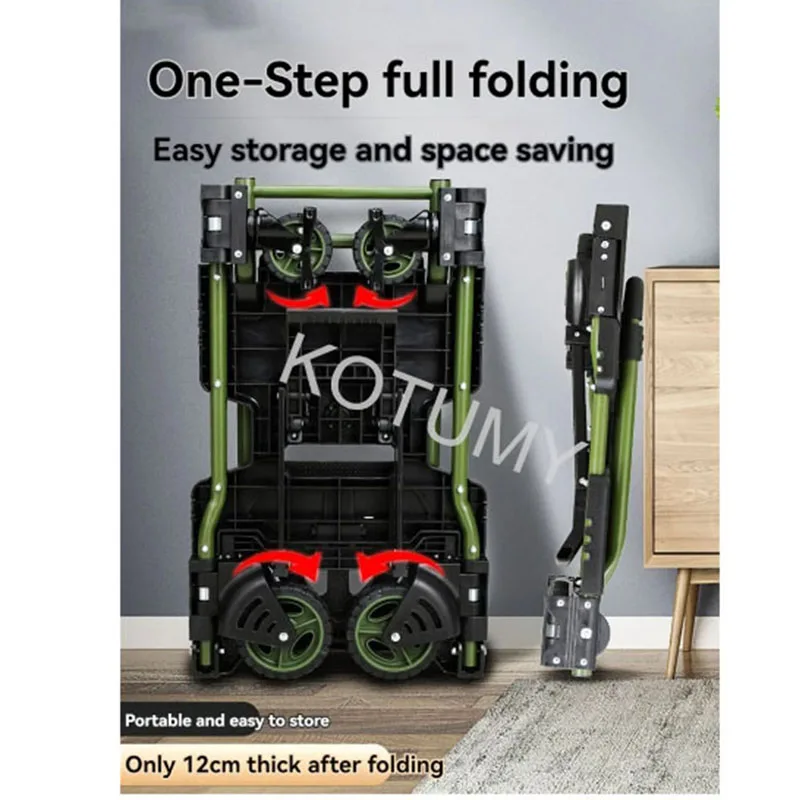 Folding Hand Truck | Heavy-Duty Portable Cart with 4-Wheel Mobility - Thumbnail 3