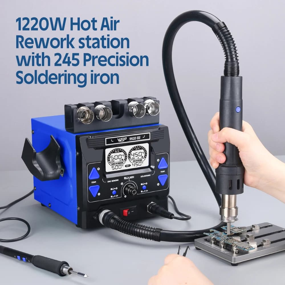 Digital Soldering Station | 1220W 2-in-1 Hot Air & C245 Iron | Precision Repair Tool - Thumbnail 3