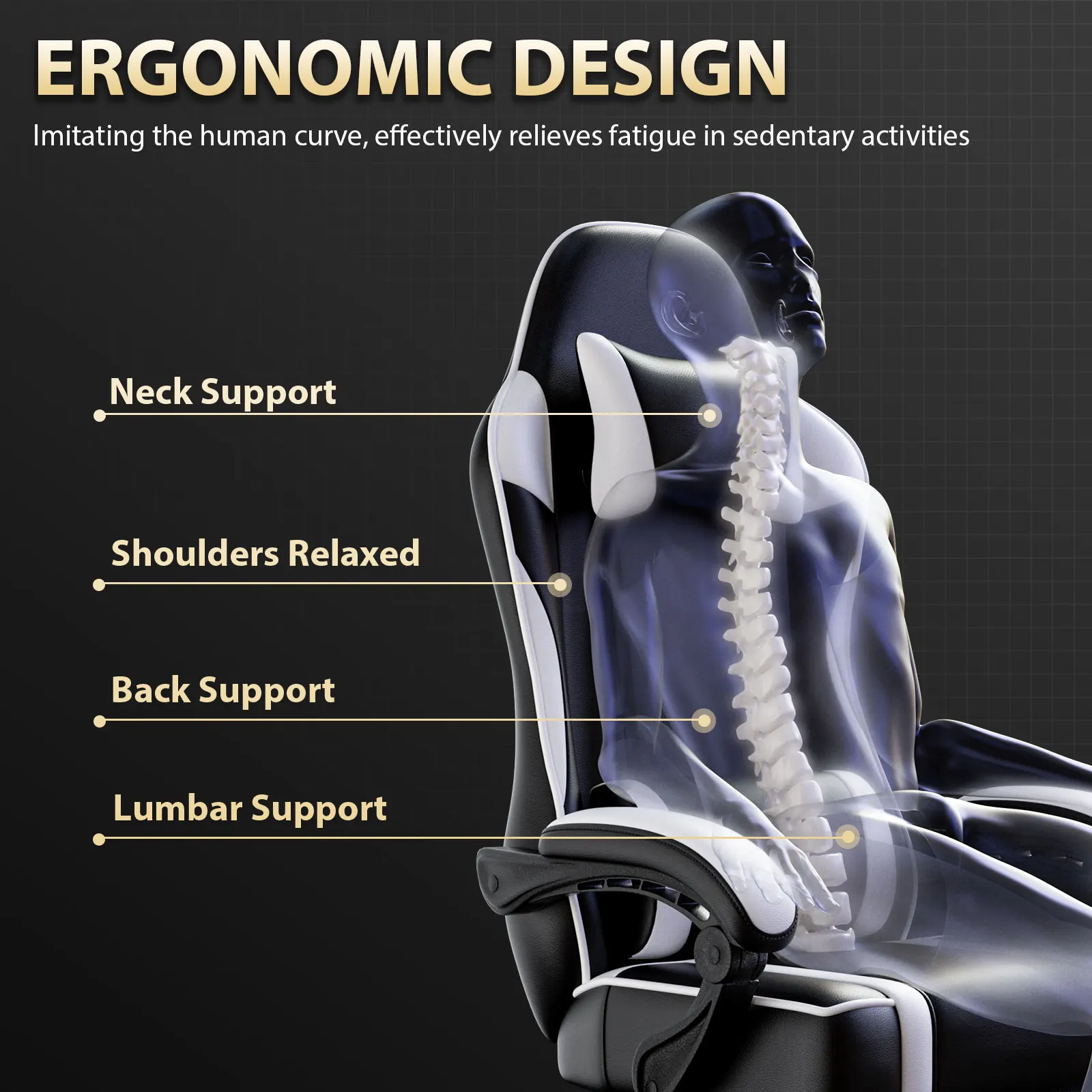 Leather Racing Gaming Chair | Recliner with Massager | Ergonomic Office Chair for Adults - Thumbnail 4