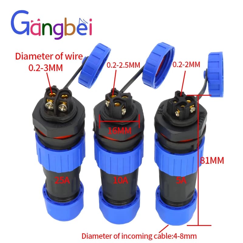 Waterproof Connector Plug | 2-4 Pin Screw Crimping | with Back Nut & Docking Flange - Thumbnail 4