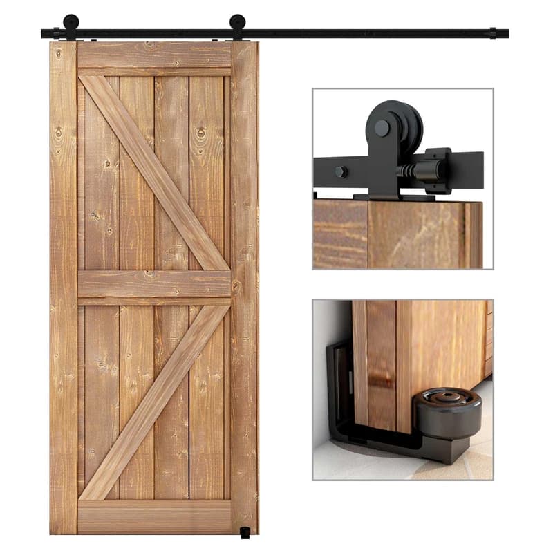 Sliding Barn Door Hardware Kit | 5-6.6 Ft Adjustable Track | Heavy-Duty Roller System - Thumbnail 2