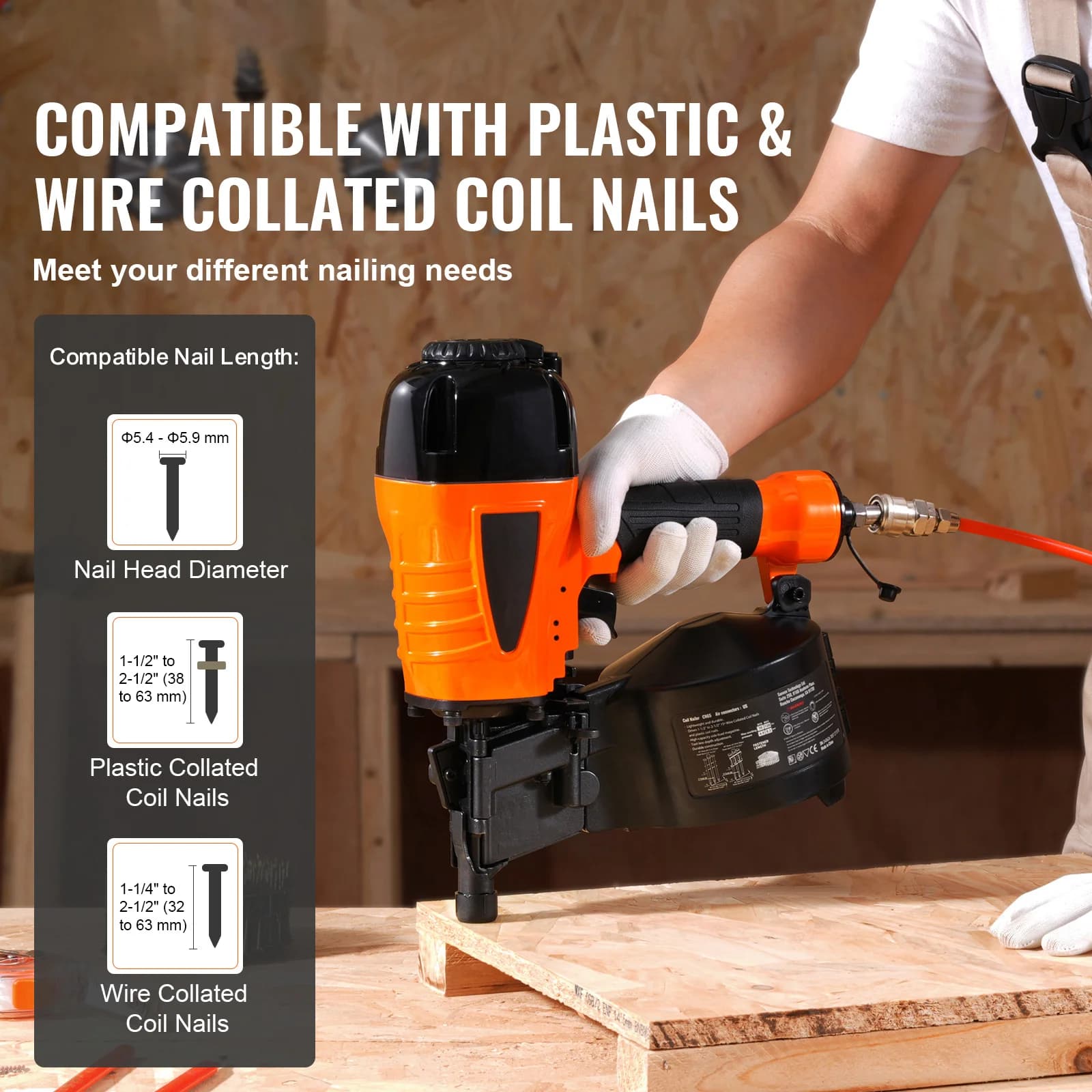 Siding Nailer | Pneumatic Pallet Making Tool | 70-120PSI for CN55-CN90 Nails - Thumbnail 2