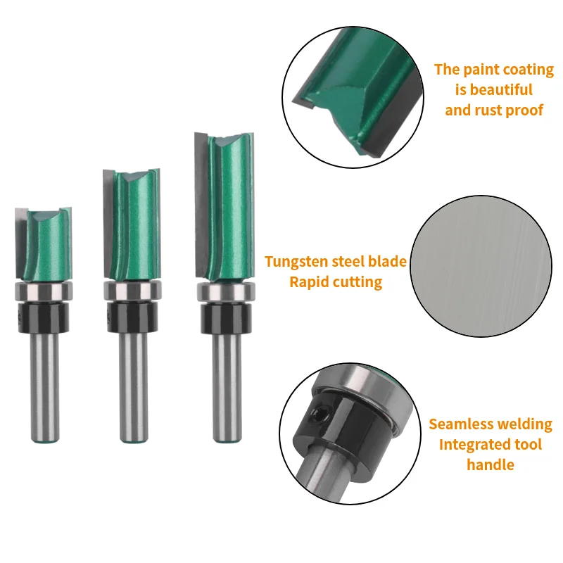 Flush Trim Router Bit | D16MM Pattern Face Mill | 8MM Shank Carbide Cutter - Thumbnail 5