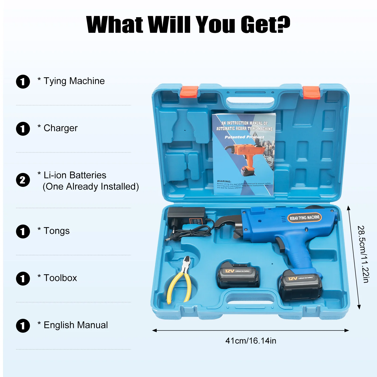 Cordless Rebar Tying Tool | 12V 4500mAh | Handheld Automatic Wire Tier for 8-34mm Rebar - Thumbnail 4