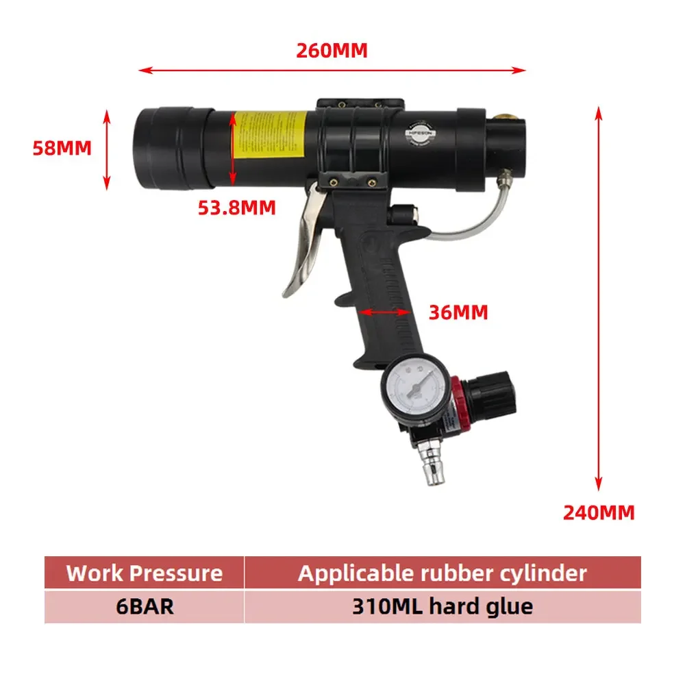 Pneumatic Caulking Gun | 310ml Cartridge Dispenser | High-Precision Sealant Applicator - Thumbnail 4