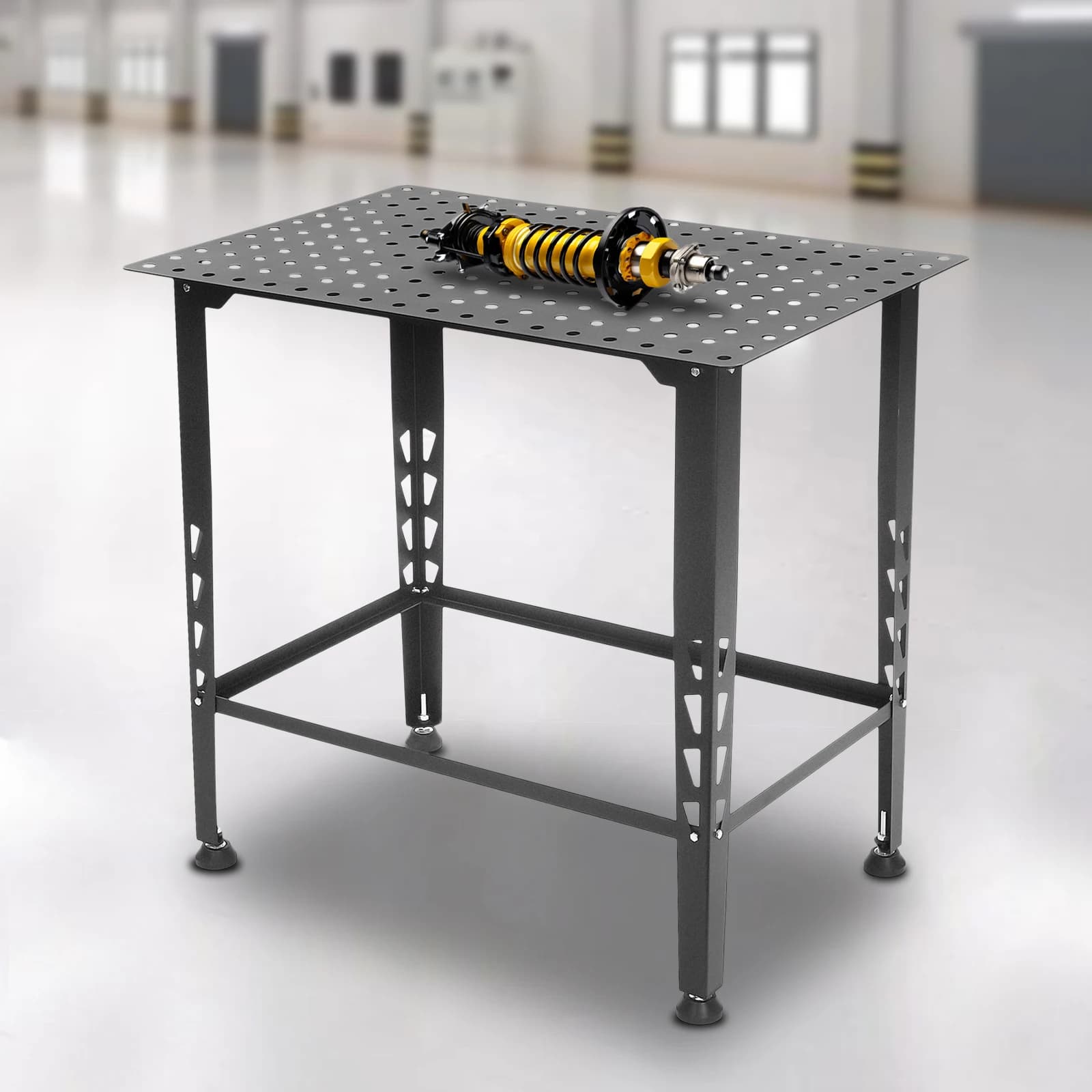 Heavy-Duty 2-Tier Welding Workbench | 600lb Capacity Steel Table | 36 x 24 Non-Slip Workstation - Thumbnail 3