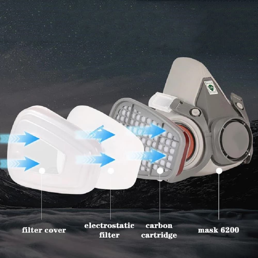 Half-Face Respirator with Anti-Fog Safety Glasses | Paint & Dust Protection - Thumbnail 3