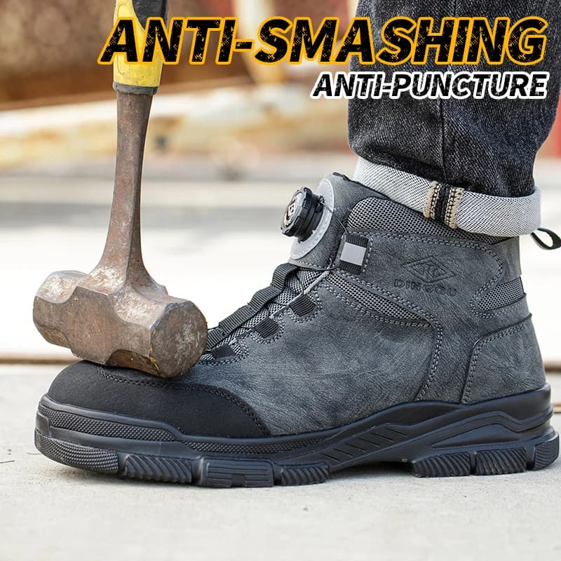 Button Work Boots | Waterproof & Puncture-Proof | New Men's Steel Toe Safety Shoes - Thumbnail 3