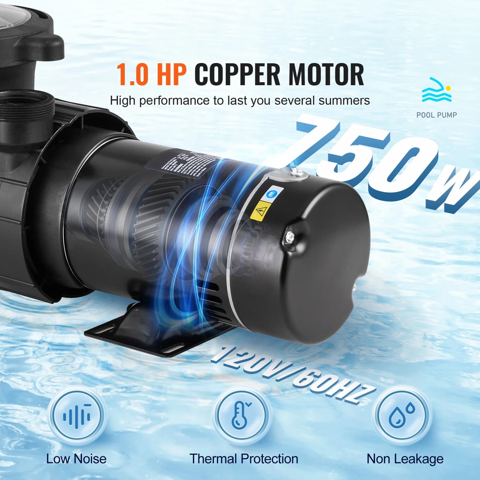 Ground Pool Pump | 1HP-2HP Single Speed | UL Certified for Pools, Hot Tubs & Spas - Thumbnail 3