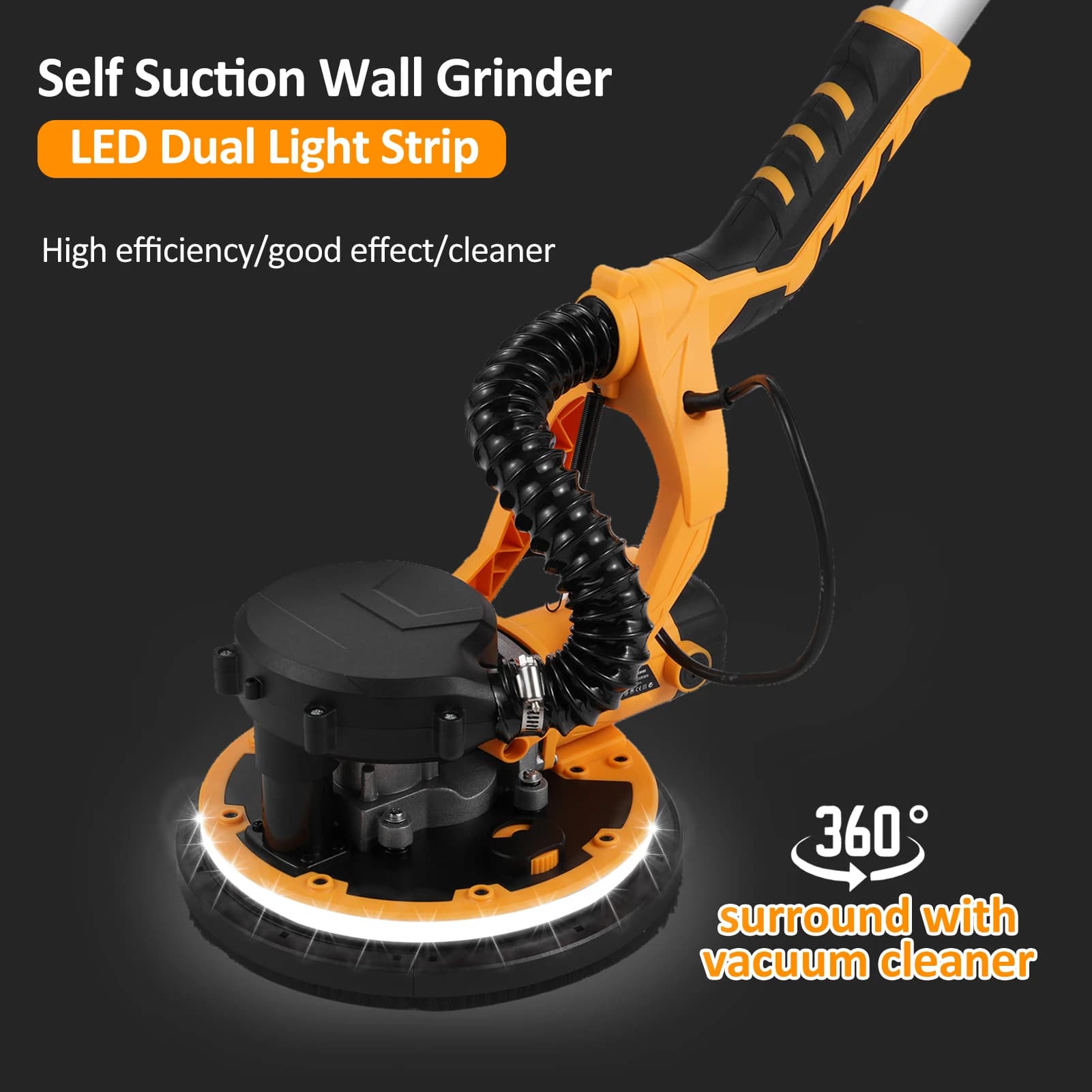 Drywall Sander | 5-Speed 800-1800 RPM | Extendable Handle with 20 Sanding Discs - Thumbnail 2