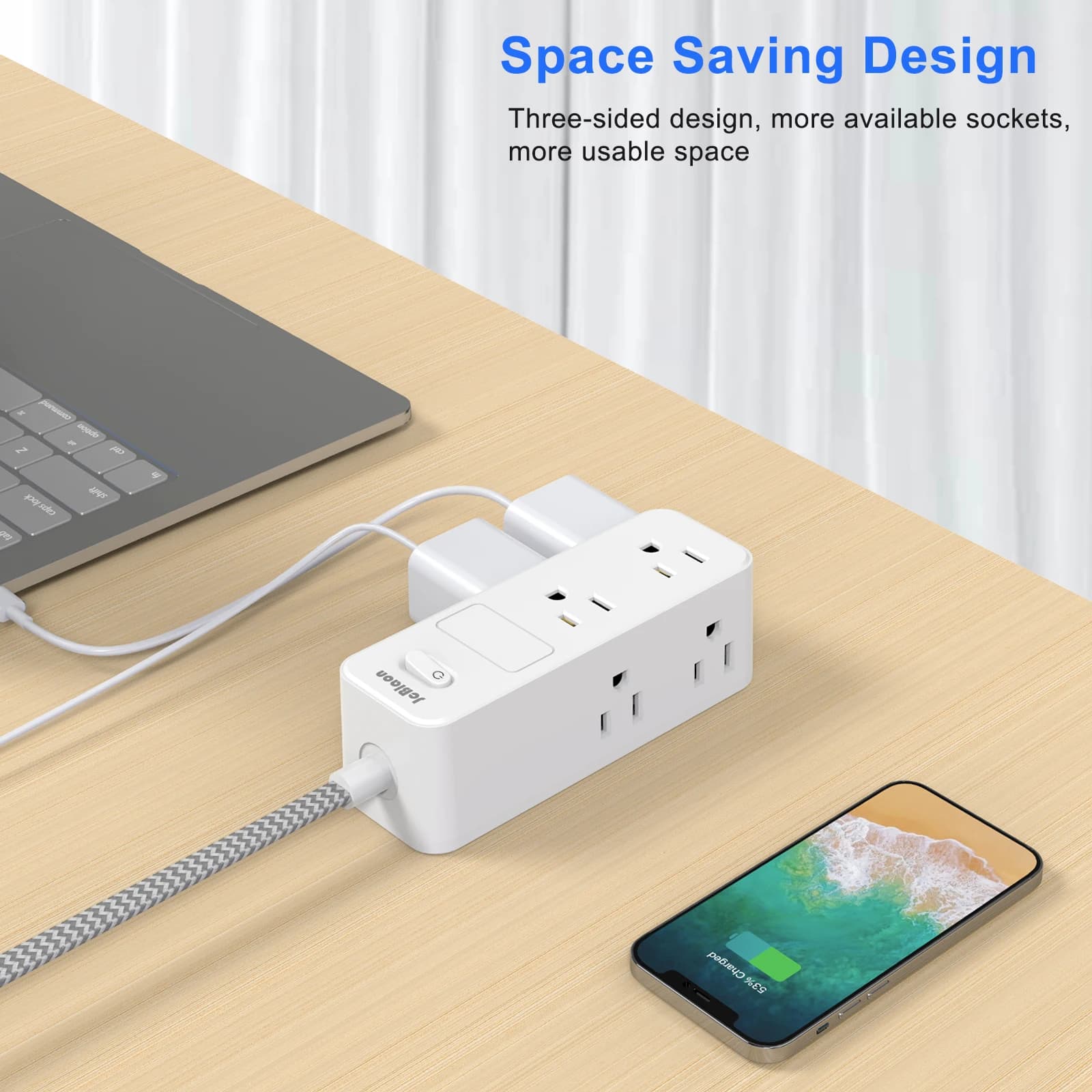 5-Outlet Surge Protector Power Strip | 5-Foot Extension Cord | Smart Home & Office Network Filter - Thumbnail 6