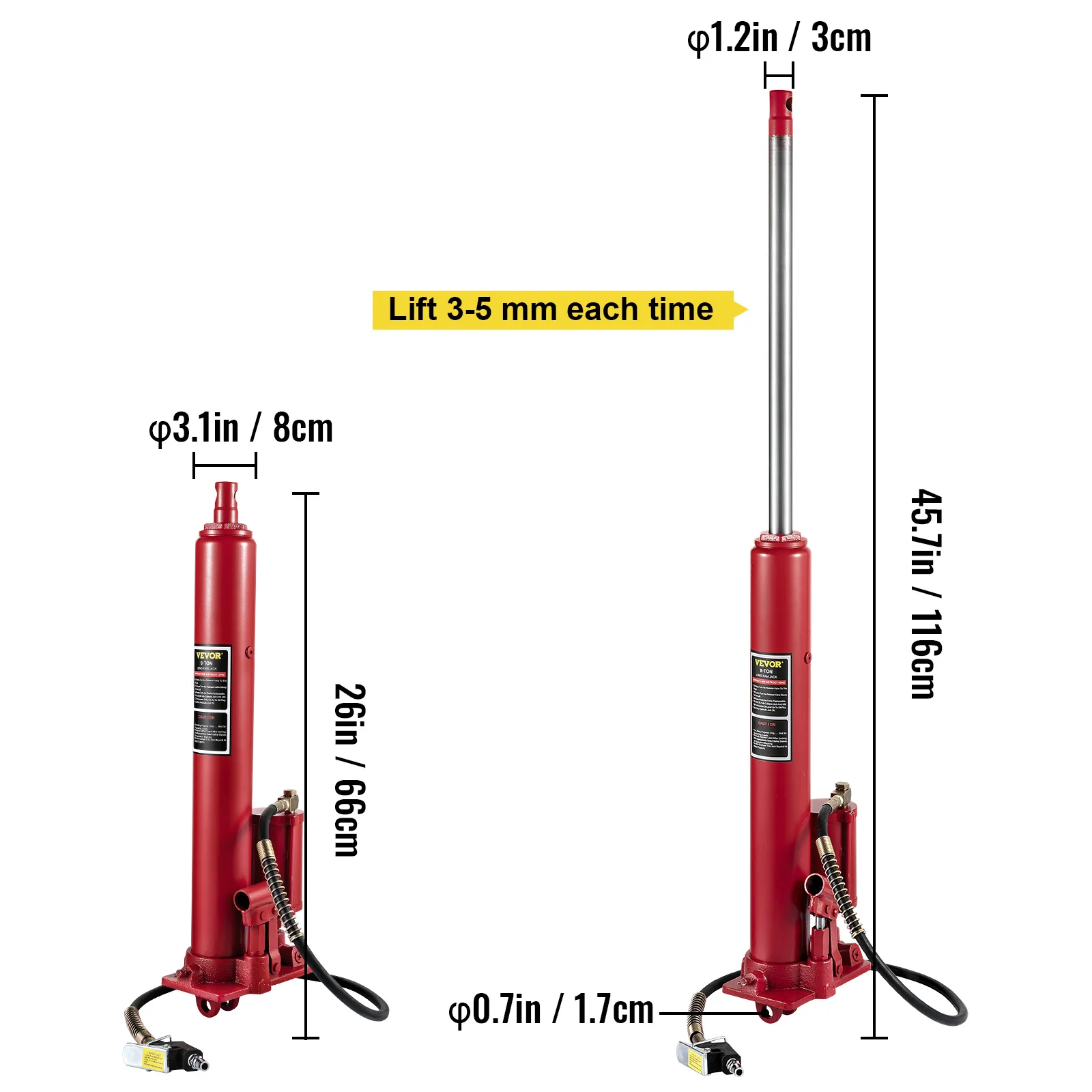 8-Ton Hydraulic Floor Jack | Heavy-Duty Clevis Base for Automotive & Industrial Lifting - Thumbnail 5