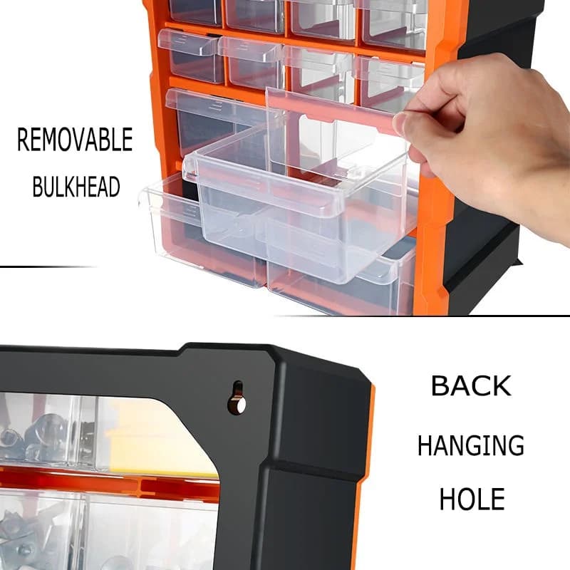 60-Grid Parts Cabinet | Transparent Drawer Toolbox | For Screw Classification & Accessories Storage - Thumbnail 3