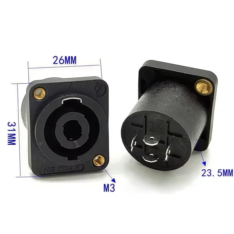 XLR & Speakon Panel Mount Connectors | 4-Pole Audio Sockets | Round & Square Base - Thumbnail 5