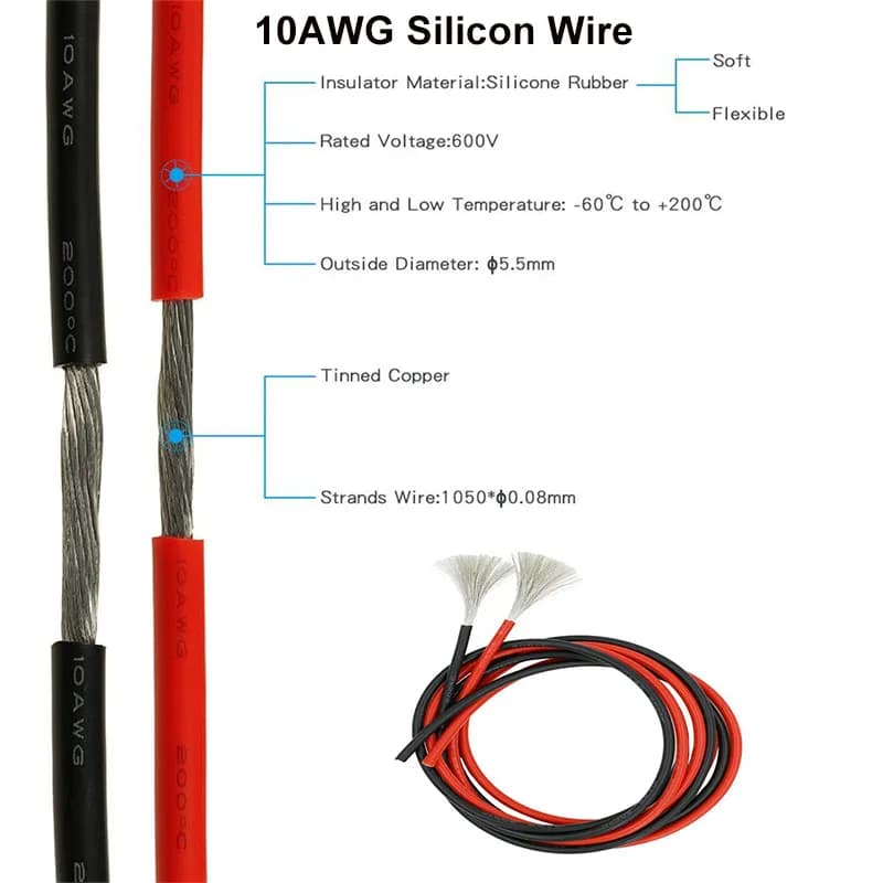 XT90 to O-Ring Connector Cable | 12AWG/10AWG High-Capacity Silicone Wire | 1m-10m Lengths - Thumbnail 2