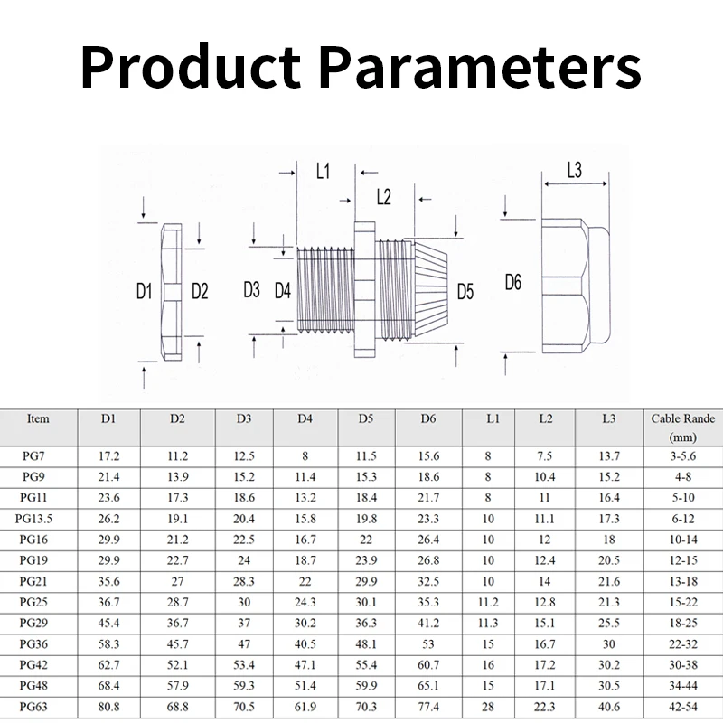 IP68 Waterproof Cable Gland Connector | PG7-PG25 Sizes | Nylon Seal for Secure Entry - Thumbnail 3