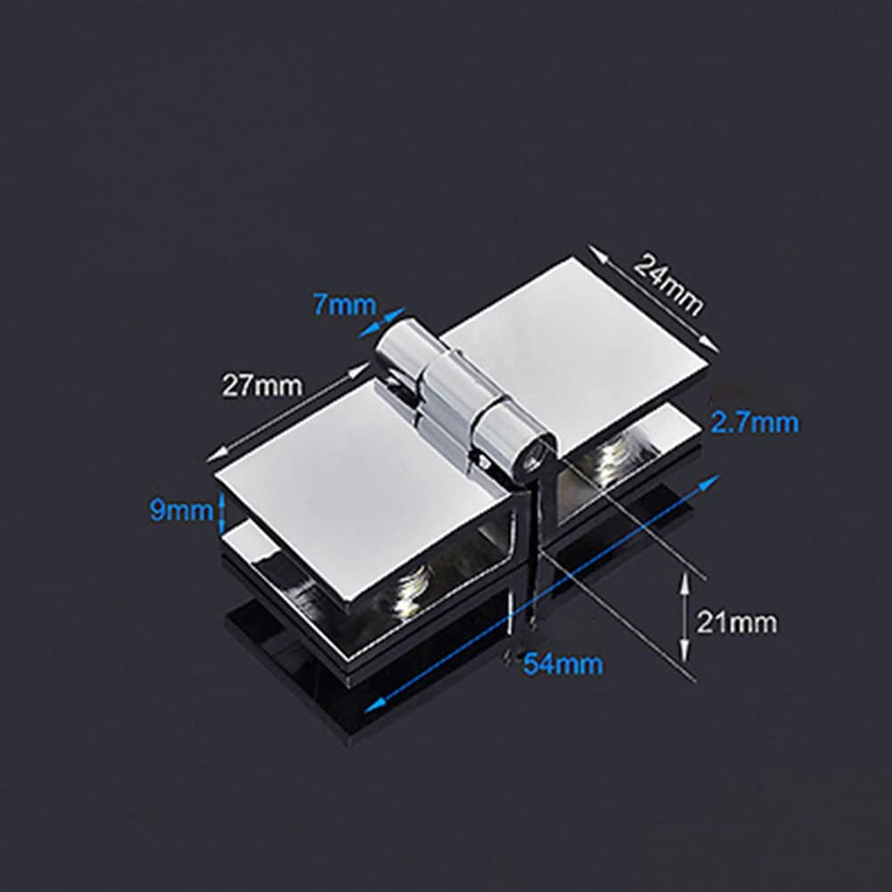 No-Hole Glass Door Hinges | Single & Double Sides Clamp | Shower Door Hardware Parts - Thumbnail 3