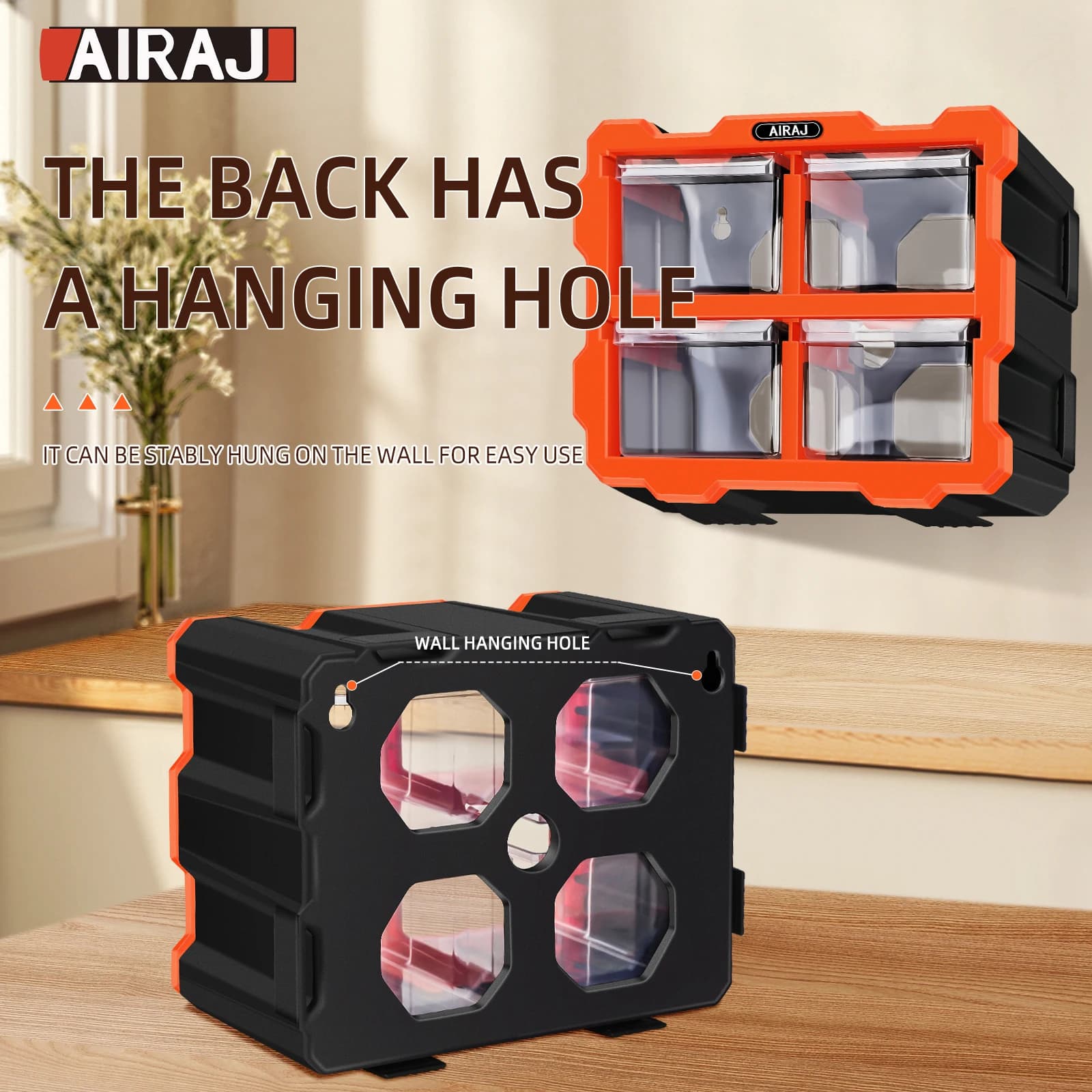 Wall-Mounted Parts Organizer Box | Multi-Grid Drawer for Screws & Electronic Components - Thumbnail 3
