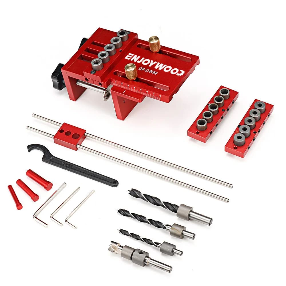 Woodworking Doweling Jig Kit | 3-in-1 Adjustable Drilling Guide for Furniture & Cabinet Joinery - Thumbnail 2