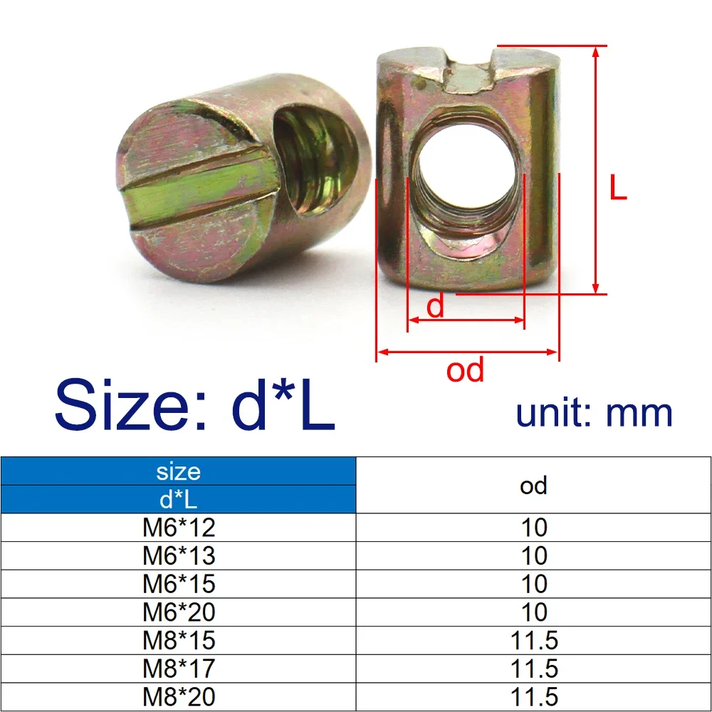 Heavy-Duty Barrel Bolts | 10-50pcs M6 M8 Hammer Embedded Nuts | Bed Frame & Chair Hardware - Thumbnail 6