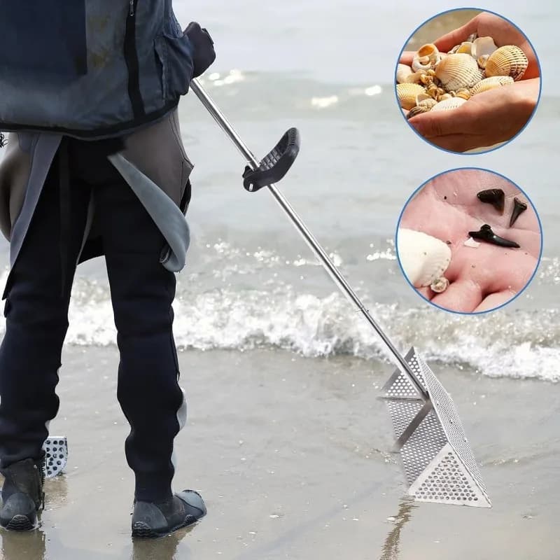 Flea Rake with Shark Tooth Screen | 16-Foot Wide Drain & 51-Inch Handle | Detachable Design - Thumbnail 6