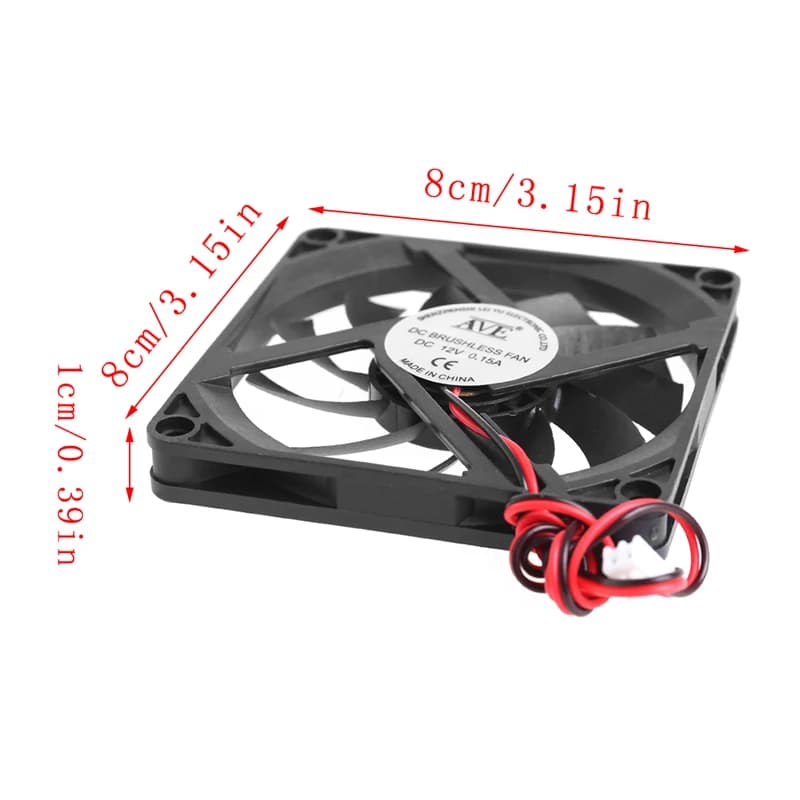 High-Performance 80x80mm PC Cooling Fan | 12V Brushless System | Quiet CPU & Chassis Airflow - Thumbnail 3
