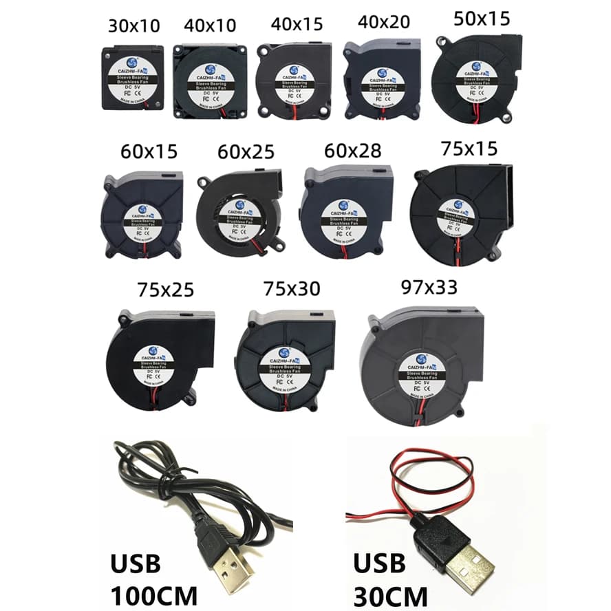30MM 40MM 50MM 60MM 75MM 97MM Cooling Fan Brushless Motor Case Fan Blower Fan Humidifier FanInduction Cooker Fan 5V USB Plug - Thumbnail 2