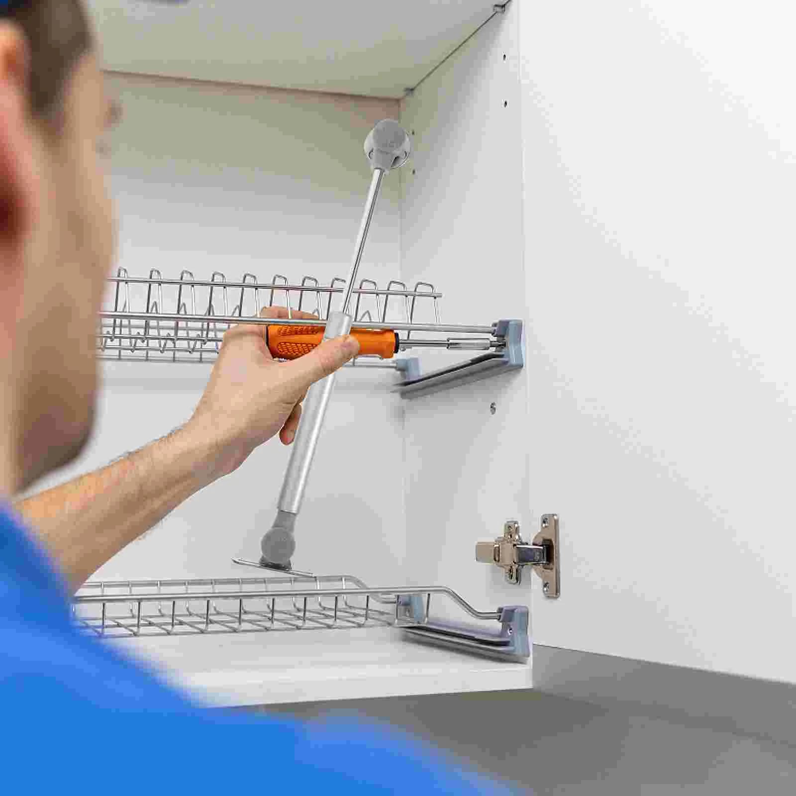 Cabinet Hydraulic Support Rods | 2-Pack Retractable Lifting Buffer | Telescopic Cushioning Pressure System - Thumbnail 4