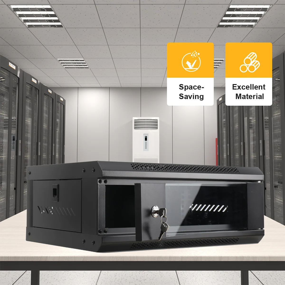 4U Wall-Mount Server Rack | Secure Locking Cabinet | Network Enclosure - Thumbnail 3